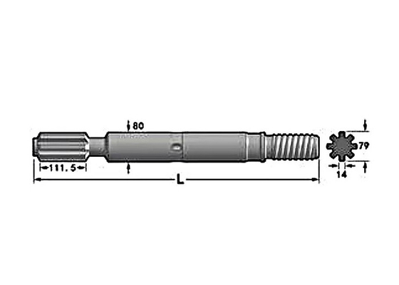 1500HL 635mm रॉक ड्रिलिंग उपकरण 635mm ड्रिल शंक एडाप्टर