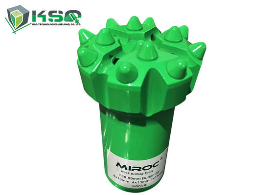 T38 - 89 मिमी रॉक ड्रिलिंग के लिए गोलाकार / बैलिस्टिक बटन थ्रेडेड ड्रिल बटन बिट्स