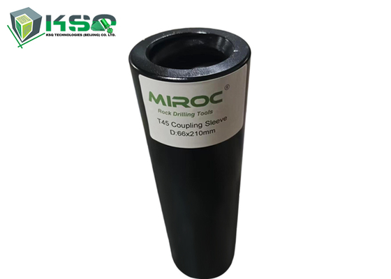 T45-210mm चट्टान ड्रिलिंग / खनन में थ्रेडेड ड्रिल रॉड कपलिंग स्लीव T38-190mm